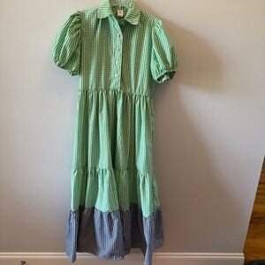 Bululu Green and Blue Gingham Dress